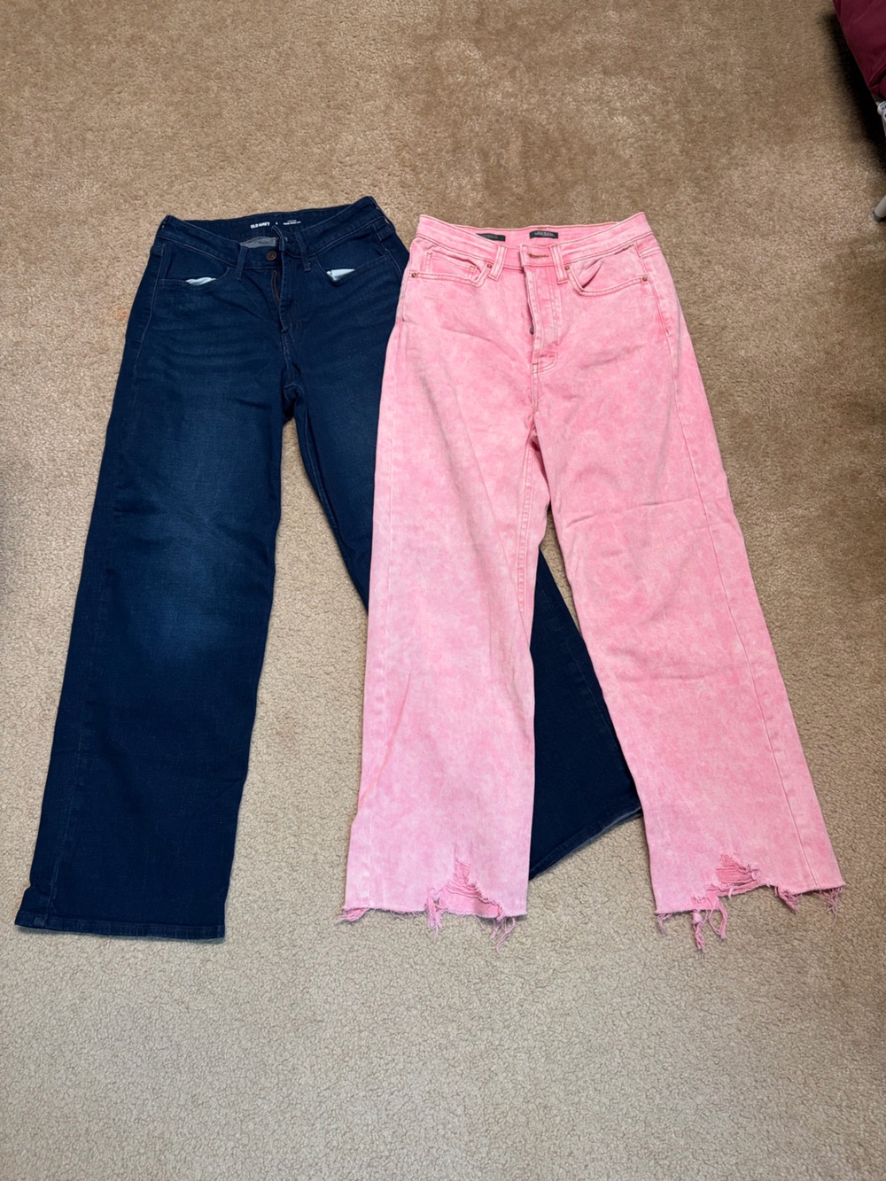 Pink & Dark Blue Wide Leg Jeans Duo